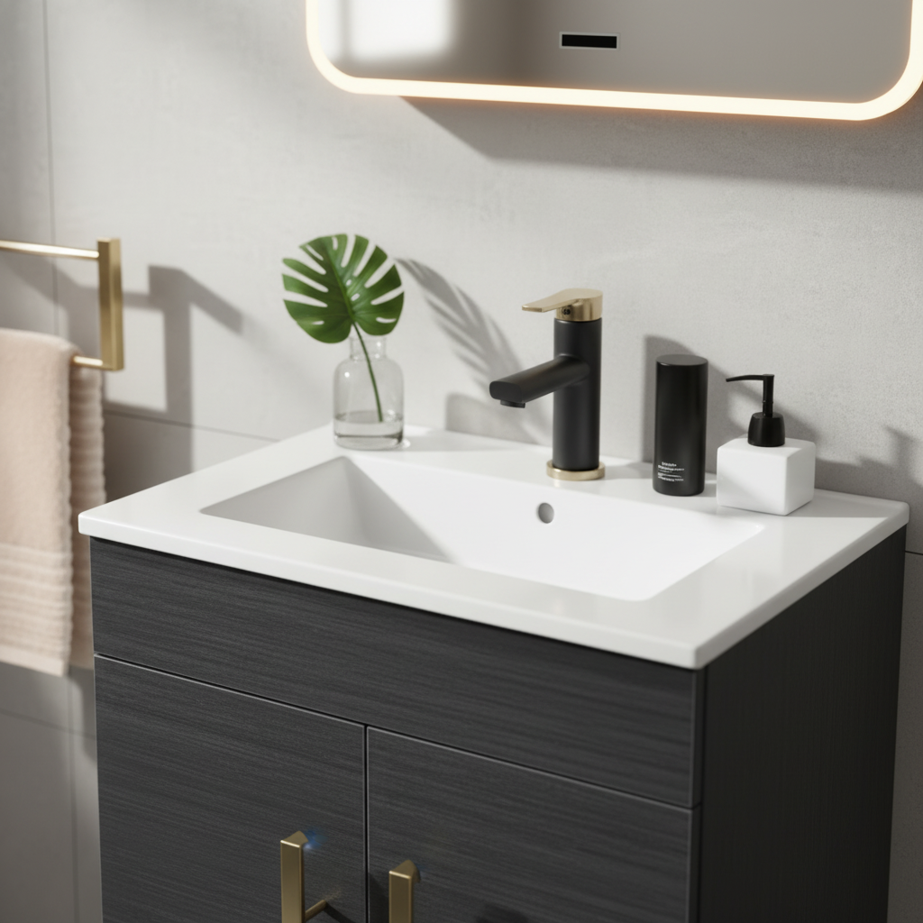 Dark Wood Vanity Detail 2
