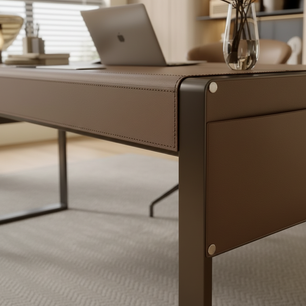 Desk front edge material detail