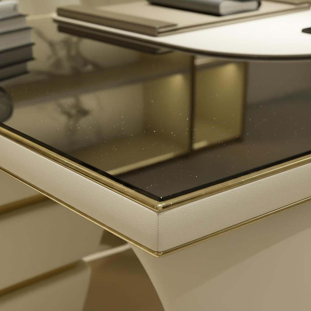 Desk glass edge detail