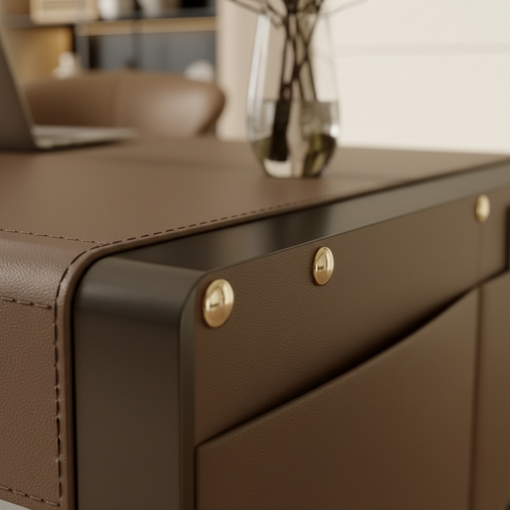 Desk gold rivet detail