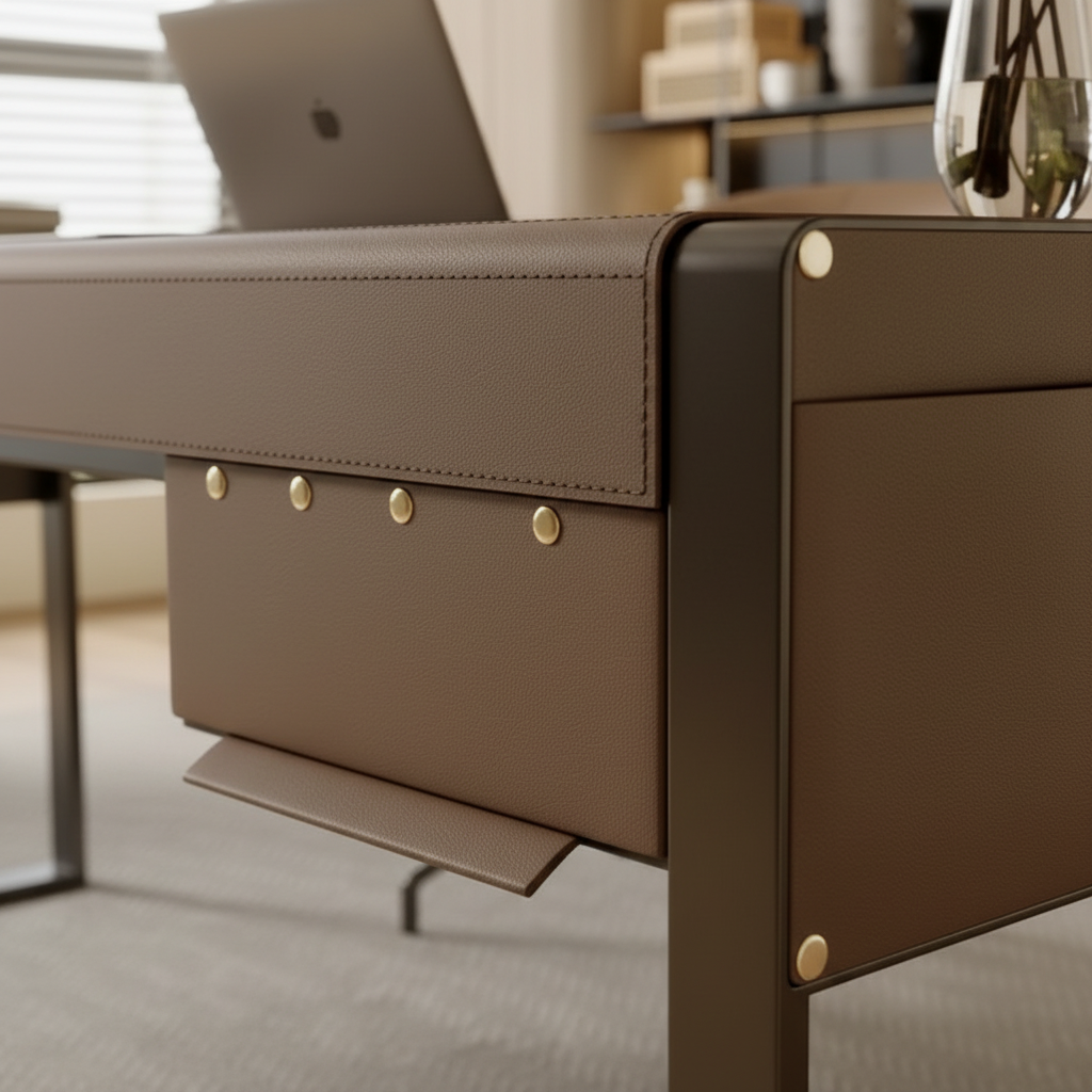 Desk leather drawer panel macro