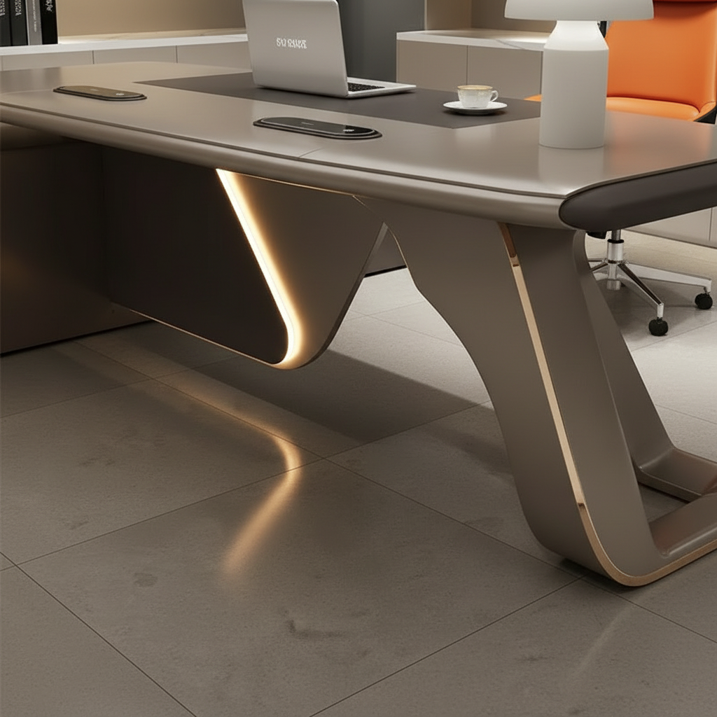 Desk leg LED underglow detail