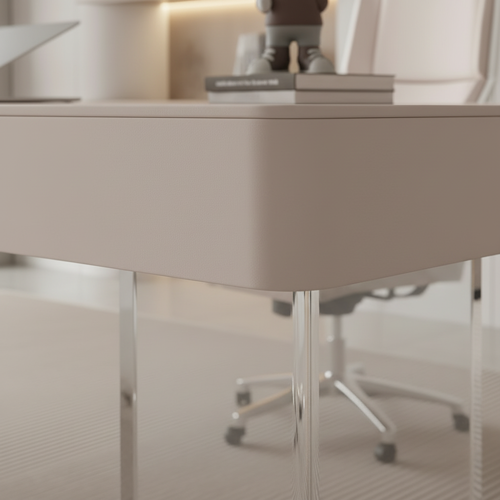 Desk top-to-leg junction