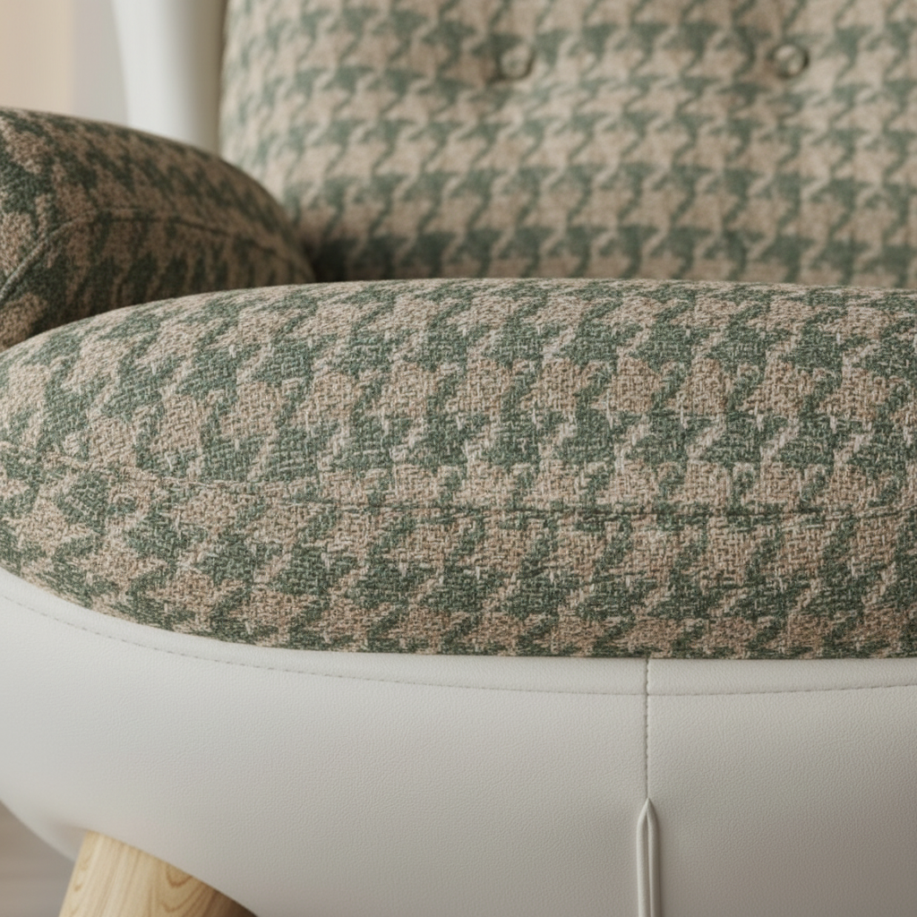 Egg Pod Chair – Houndstooth & Cream Shell Close-Up