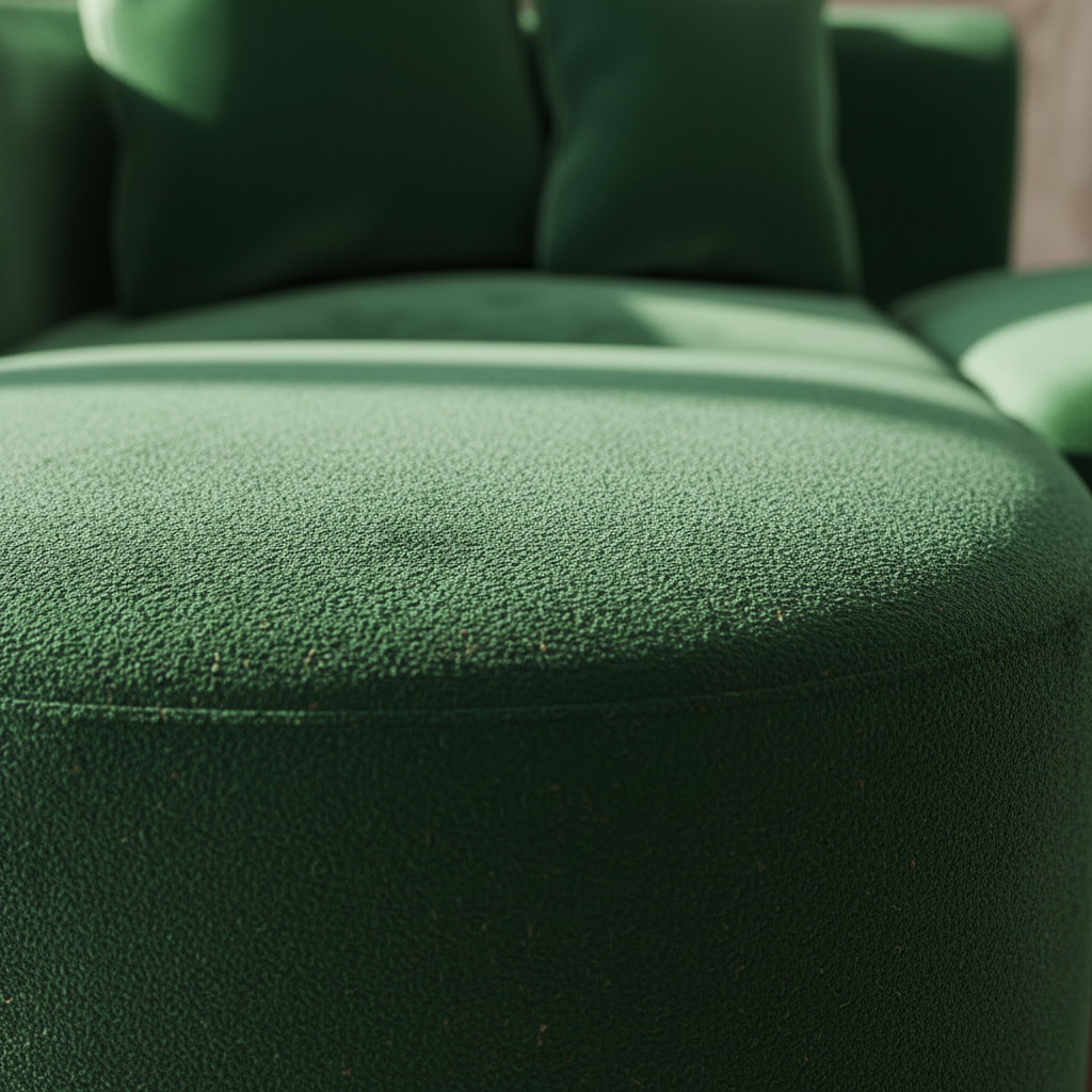 Emerald Green Bouclé Fabric Close-Up