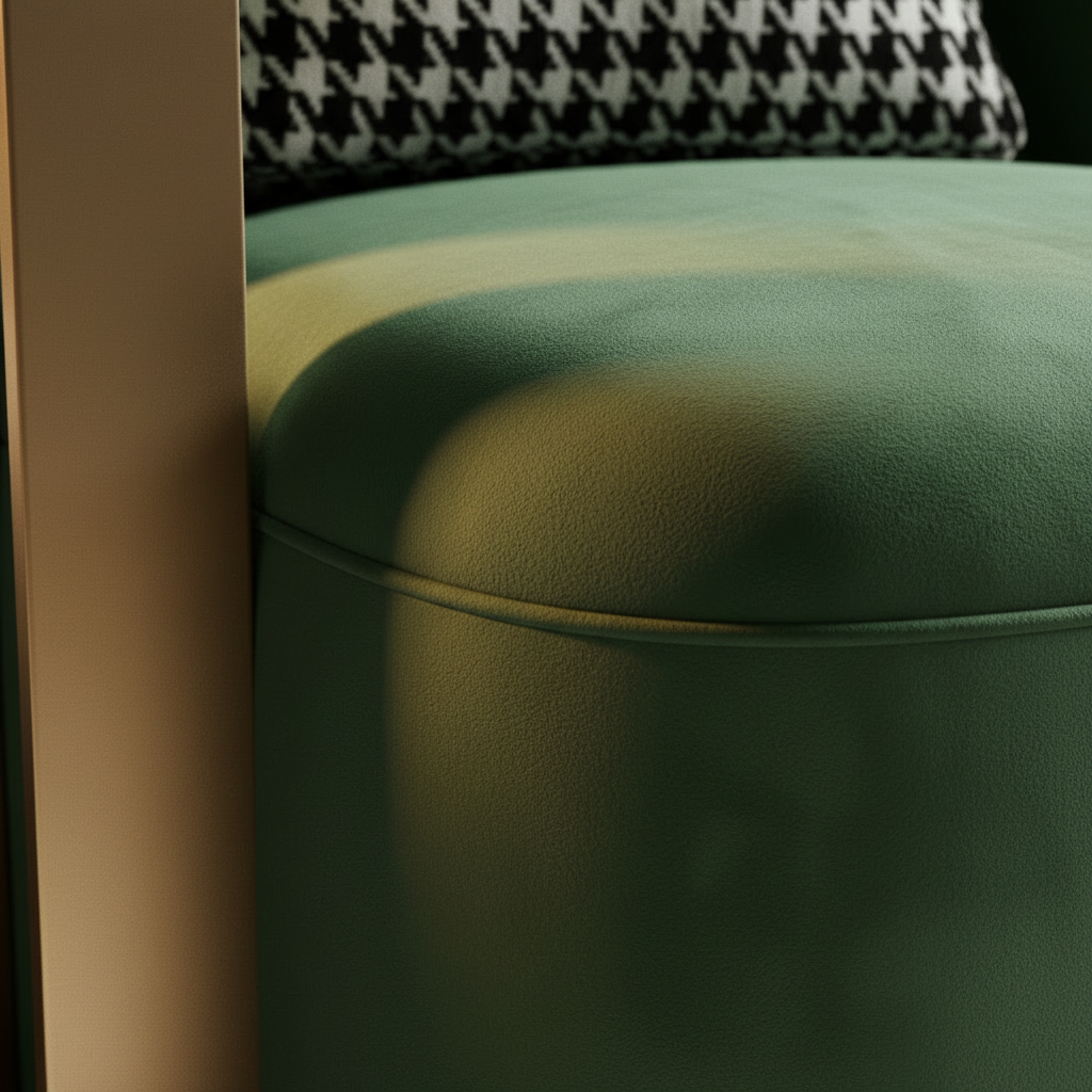 Emerald Velvet & Brushed Gold – Material Close-Up