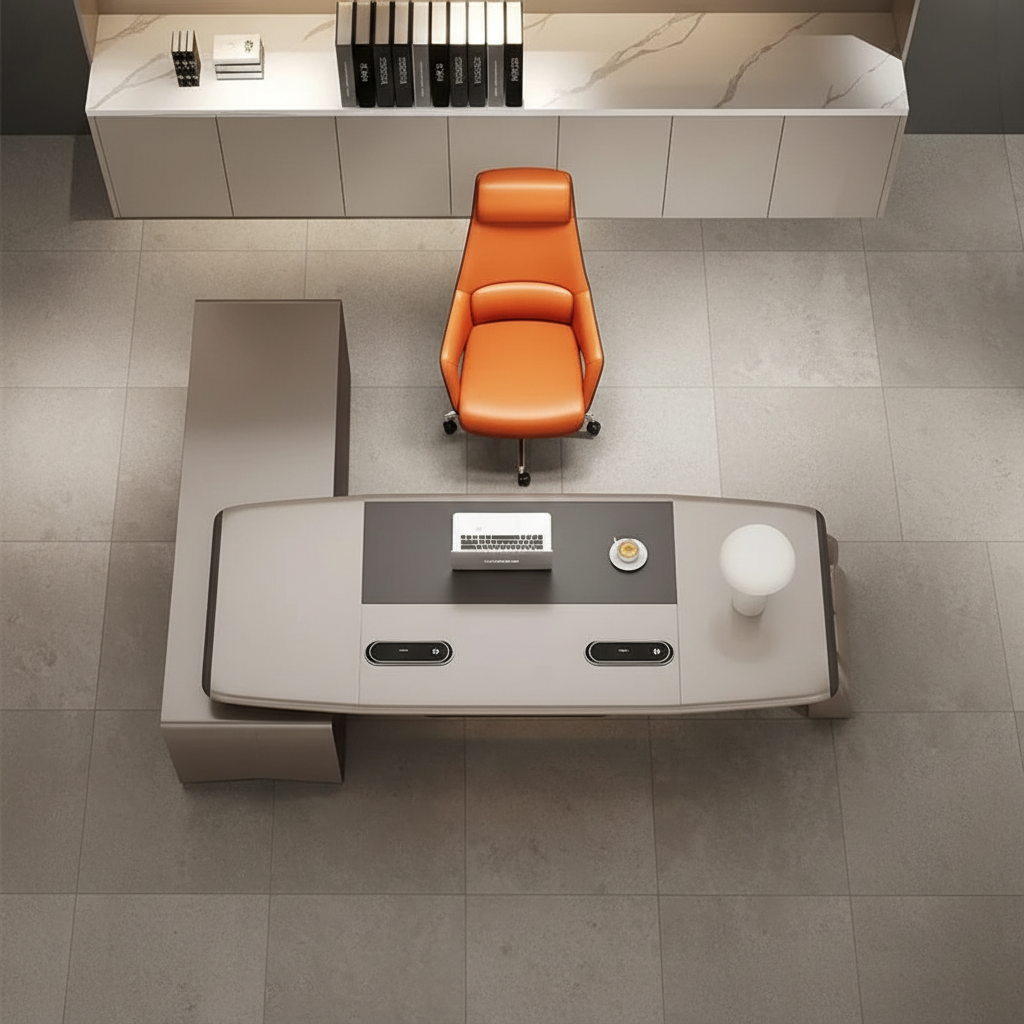 Executive desk overhead view