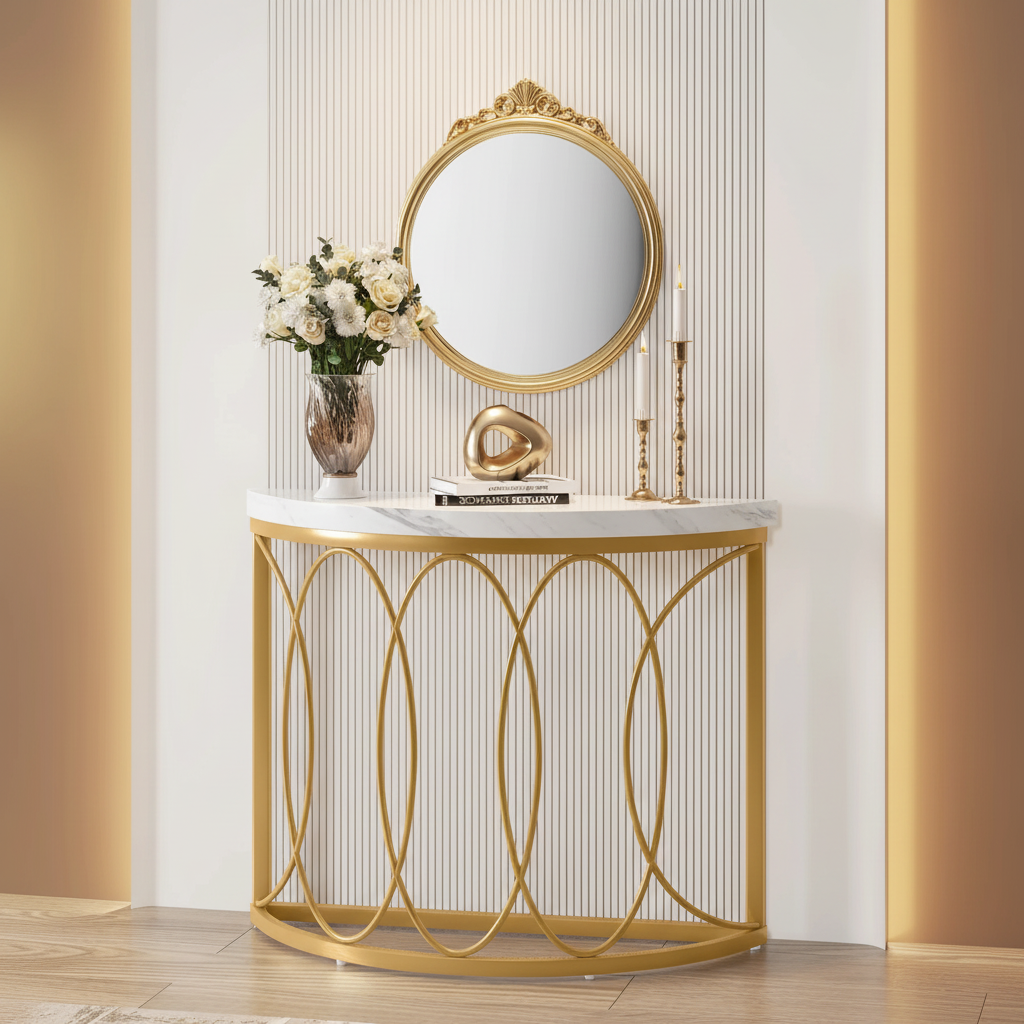 Gold Demilune Console – Front View