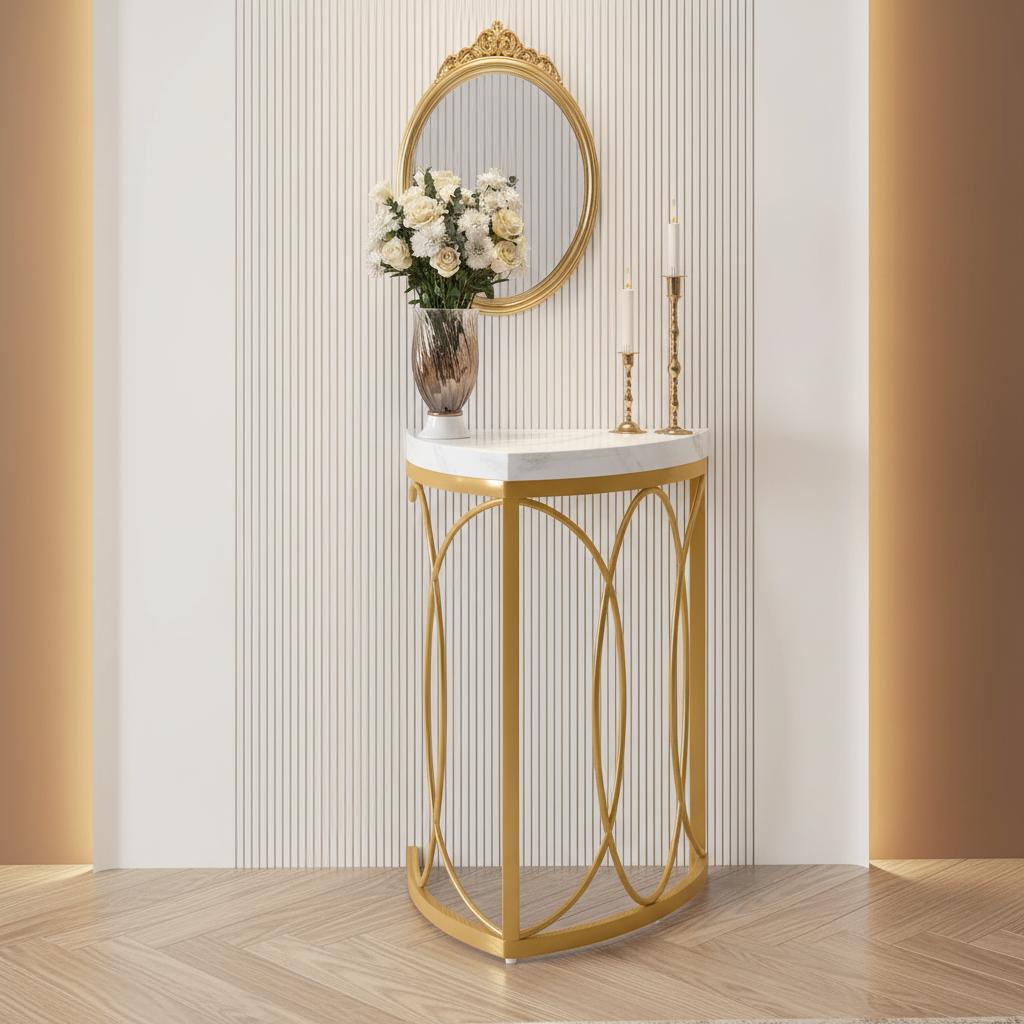 Gold Demilune Console – Side Profile