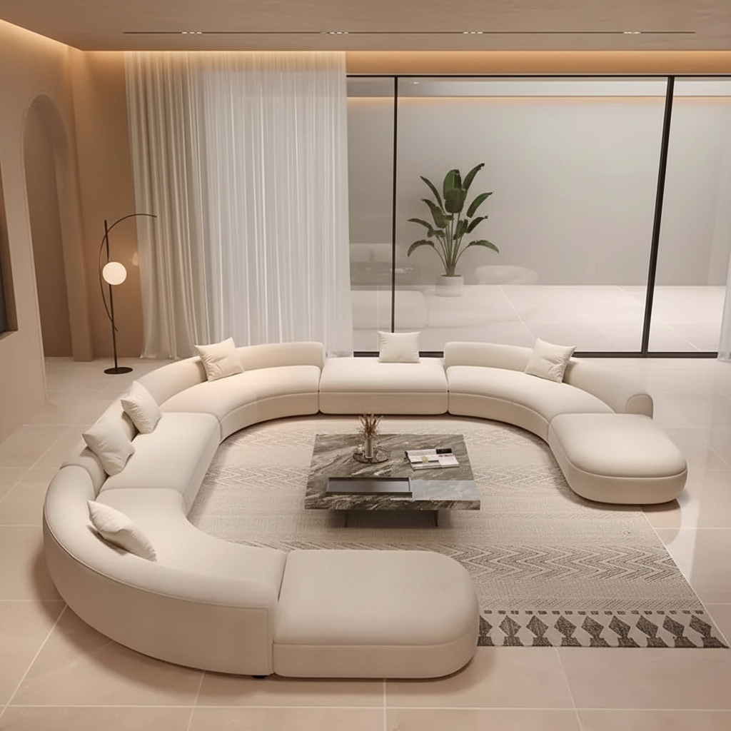 Grand Circular Sofa – Front View Luxury Room