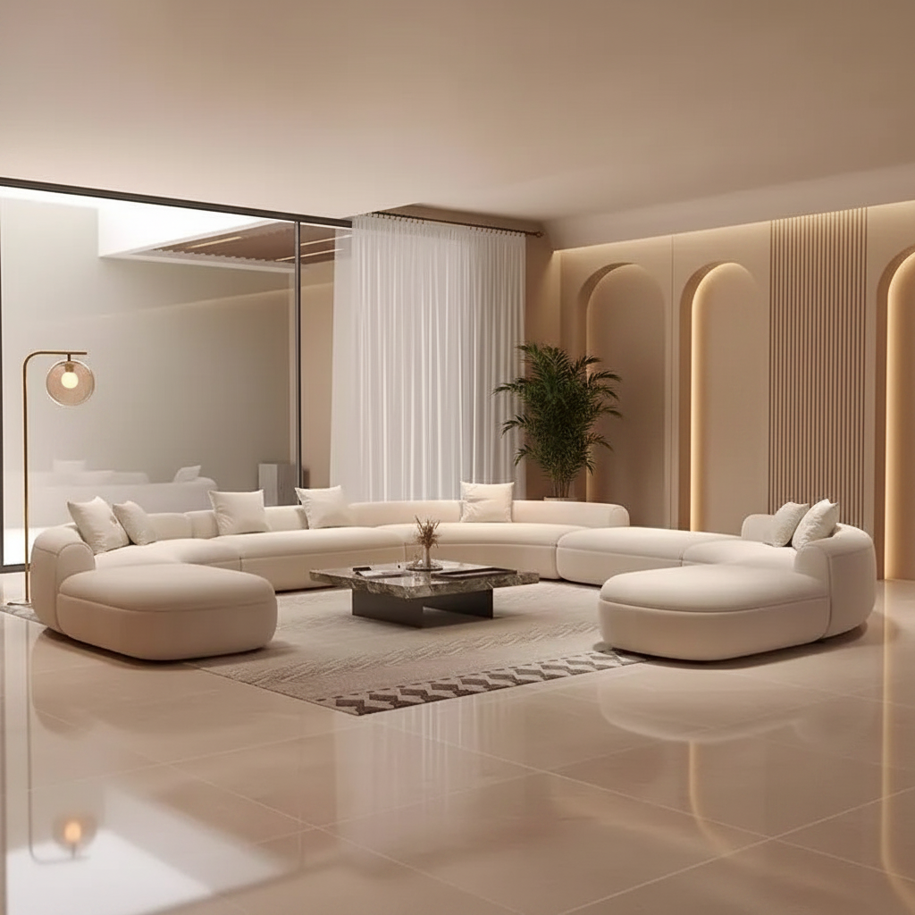 Grand Curved U-Shaped Sofa – Luxury Cozy Room Enhanced