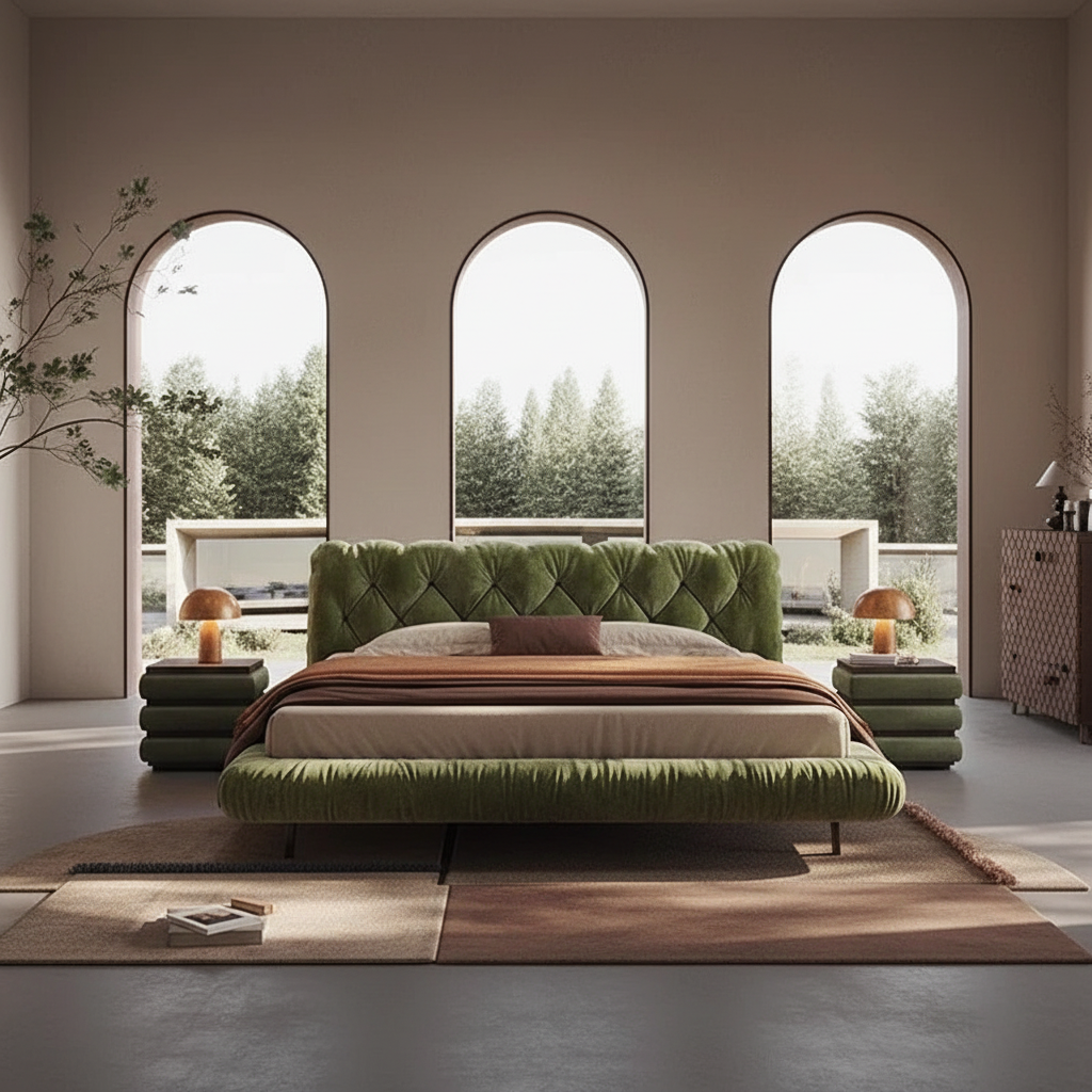 Green Velvet Bed Front Hero