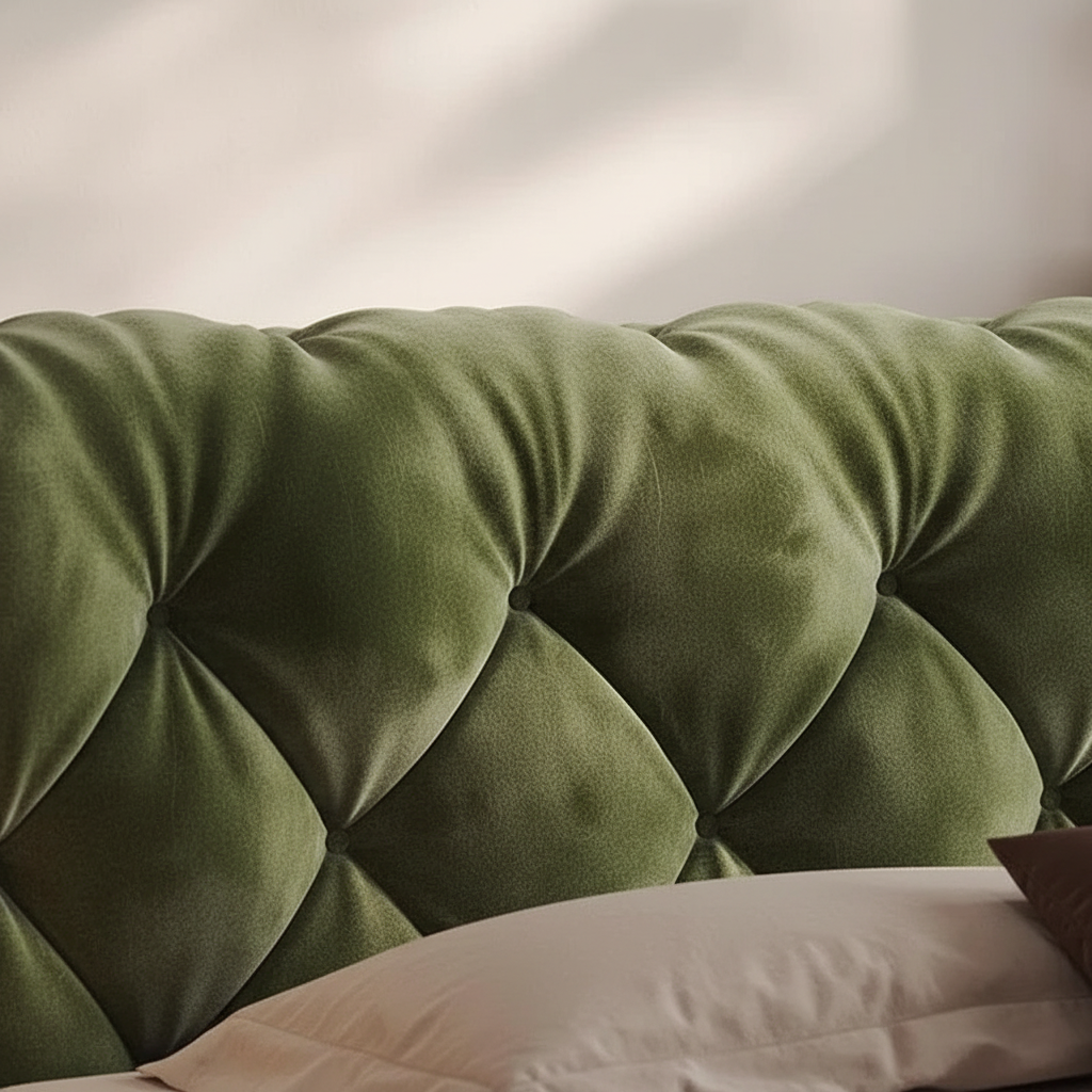 Green Velvet Tufting Detail