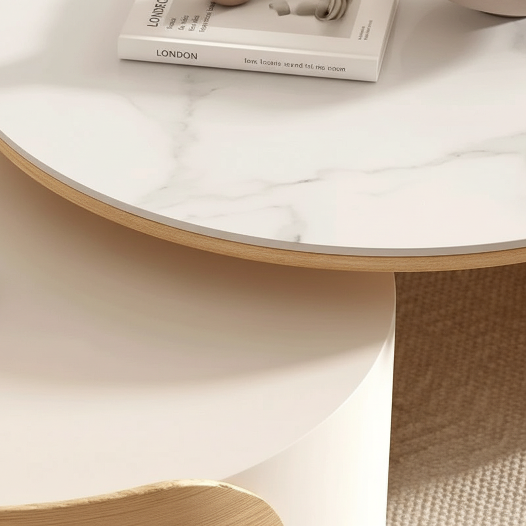Italian Nesting Table – Sintered Stone & Oak Grain Close-Up
