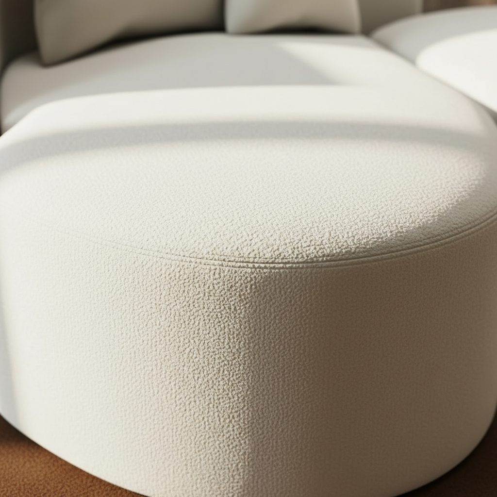 Ivory Bouclé Fabric Close-Up