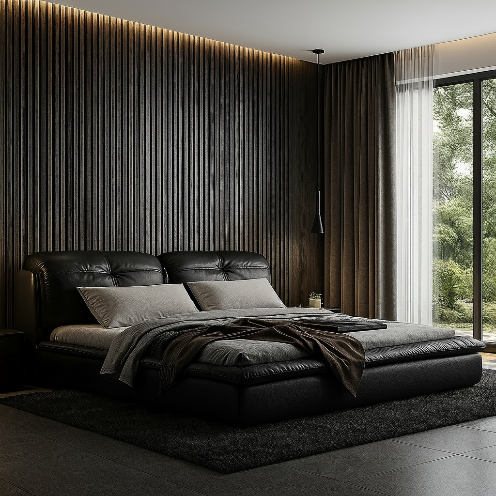 Luxury Black Leather Platform Bed - Hero