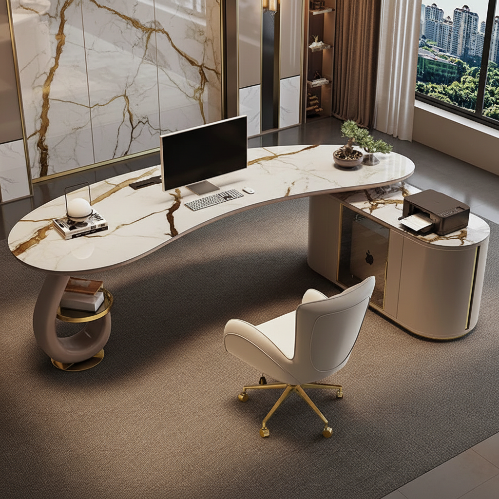 Luxury desk aerial view