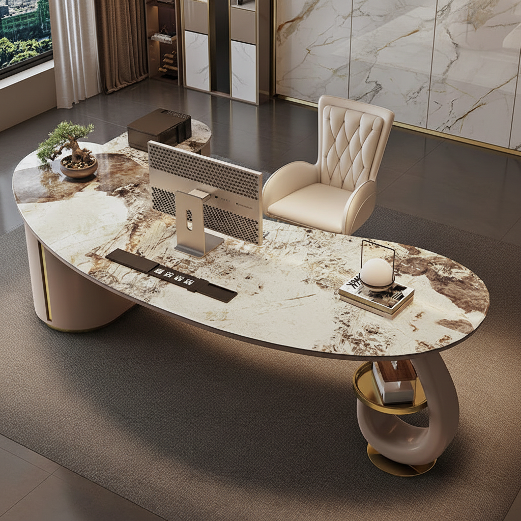 Luxury desk aerial view