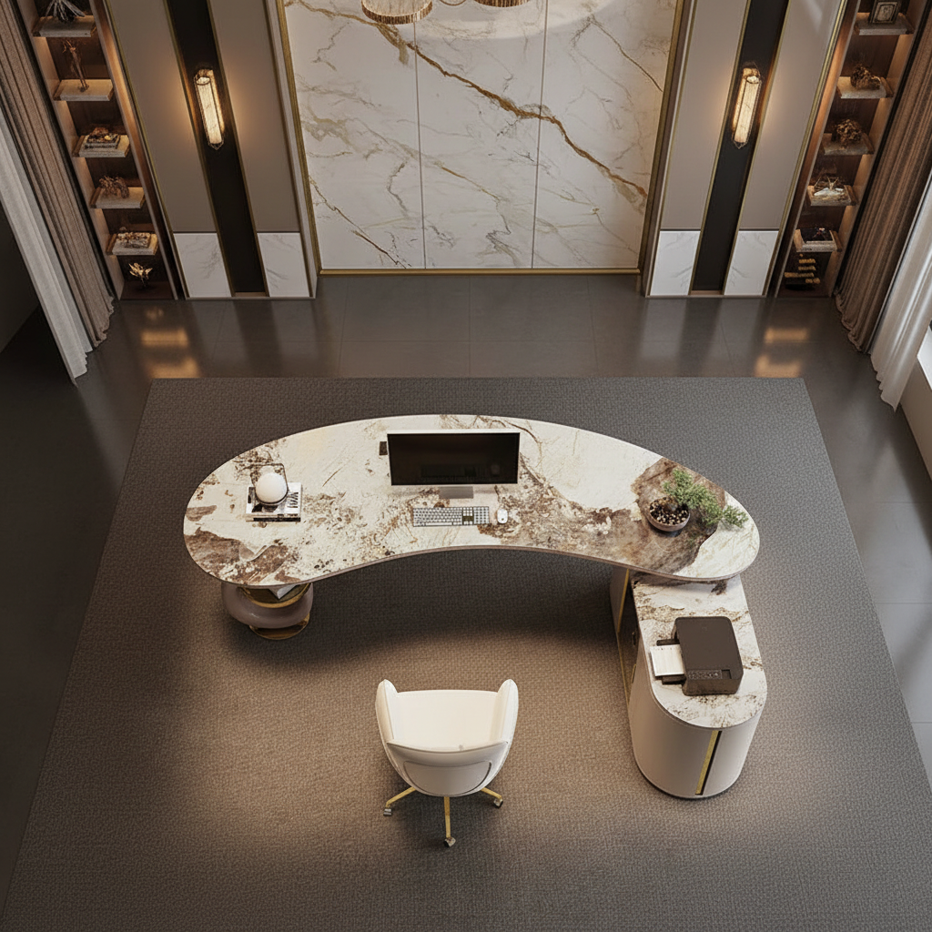 Luxury desk overhead view