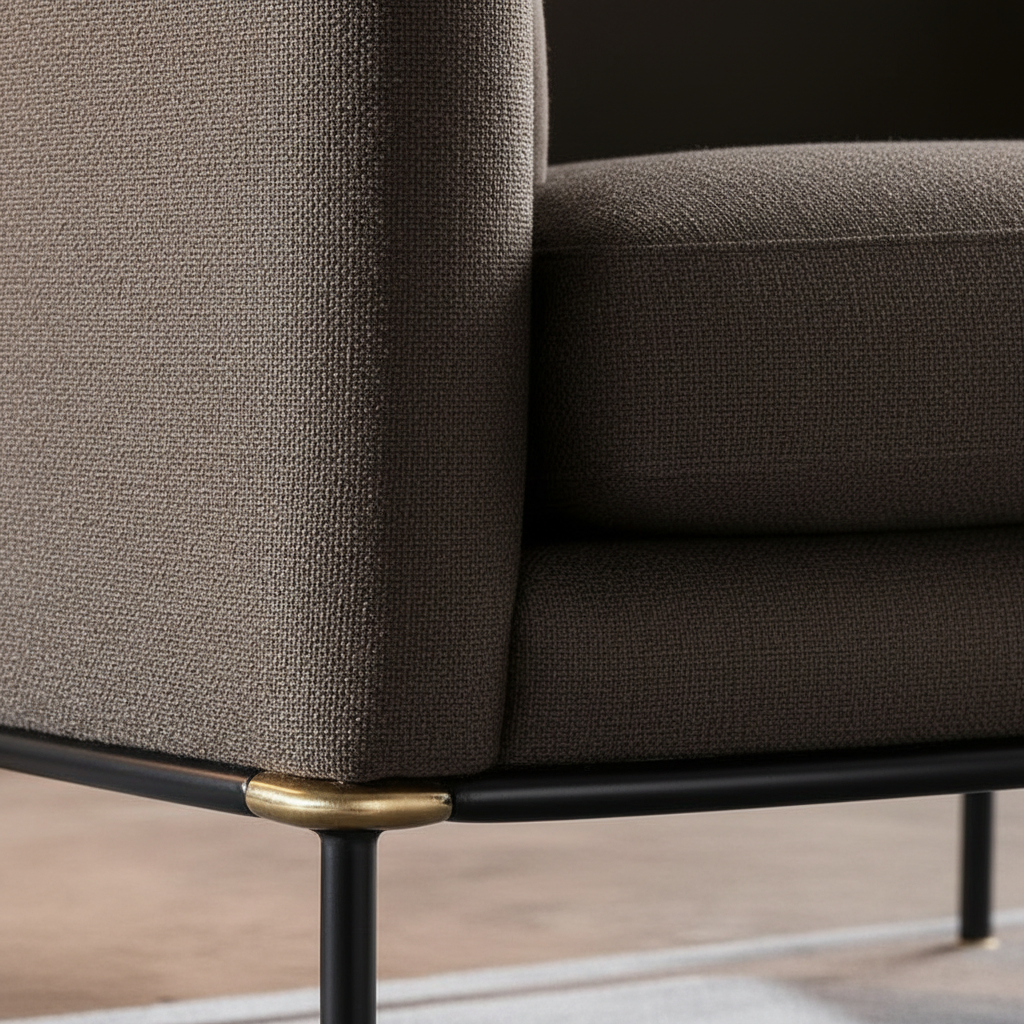 Mocha Barrel Chair – Chenille & Gold Detail