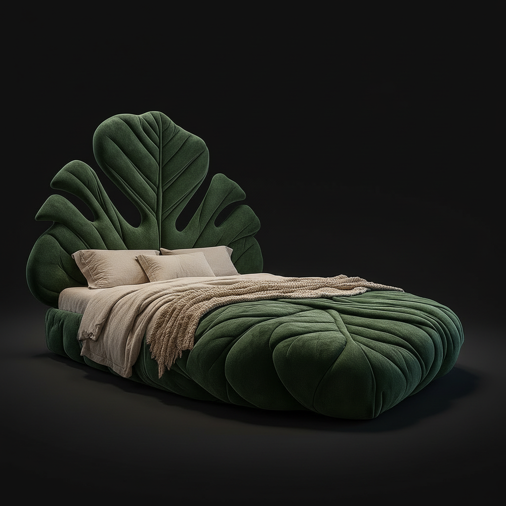 Monstera Leaf Bed Side View 3