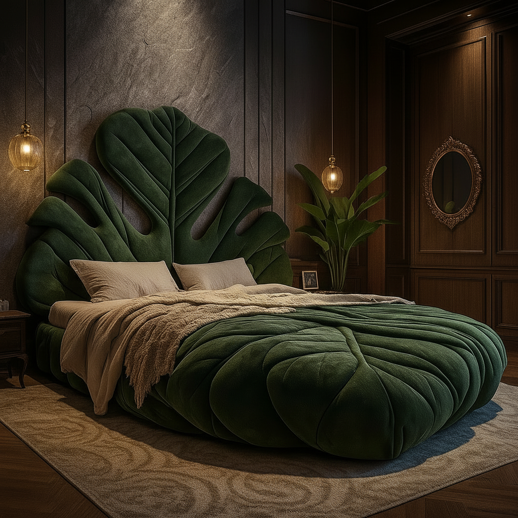 Monstera Leaf Bed Side View 4