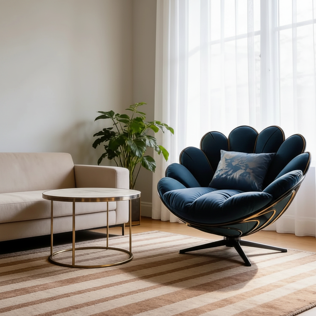 Navy Petal Chair – Front View