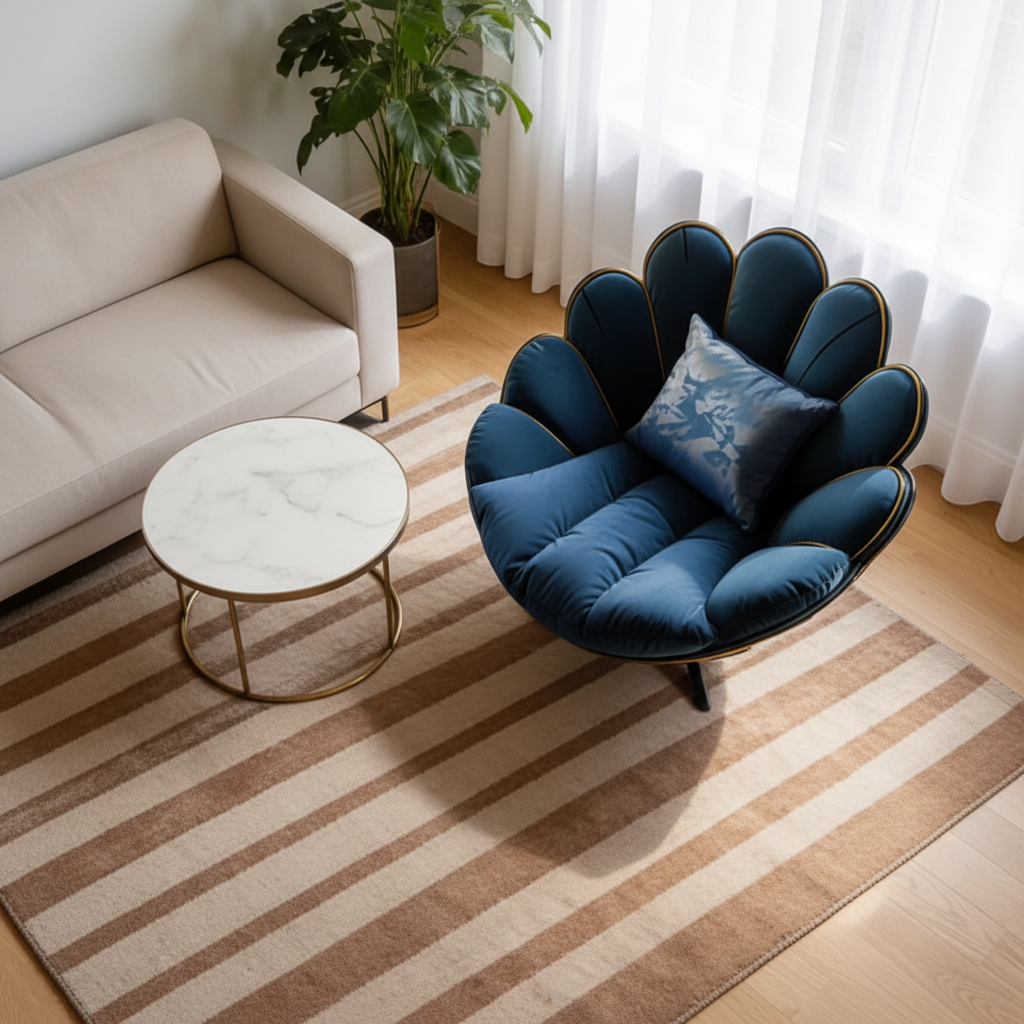 Navy Petal Chair – Overhead Diagonal