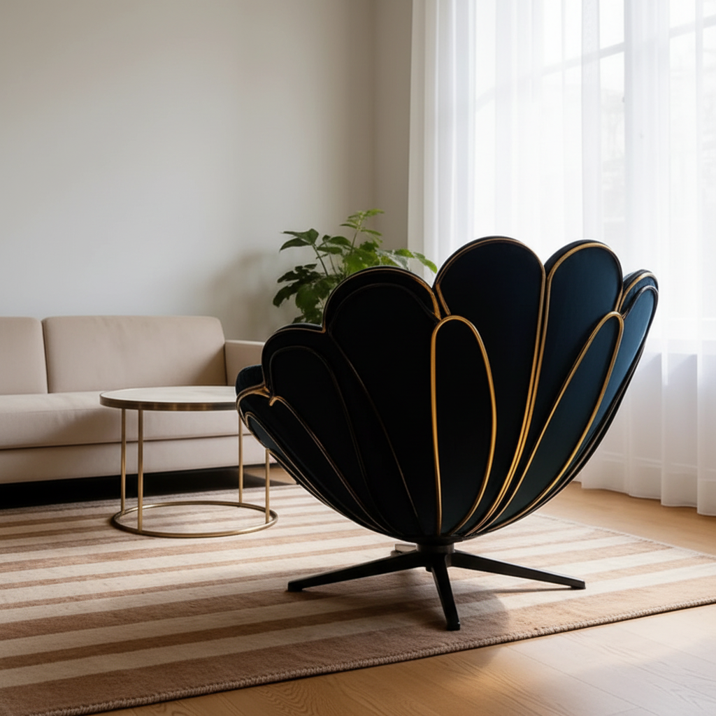 Navy Petal Chair – Rear View