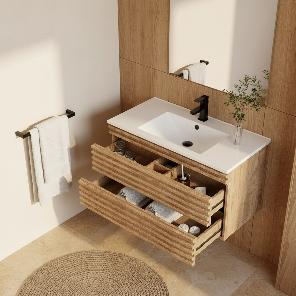 Oak Ribbed Vanity 2 Showcase 1