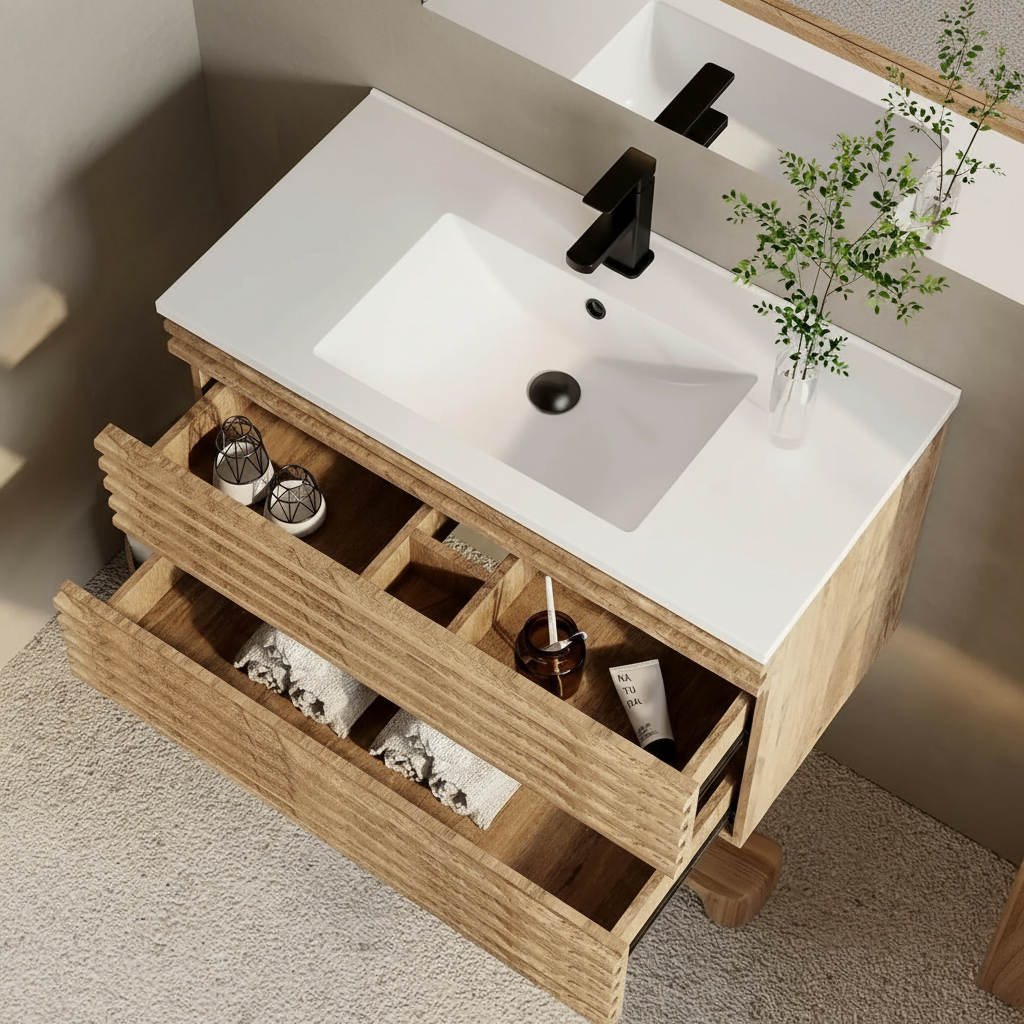 Oak Ribbed Vanity 2 Showcase 3