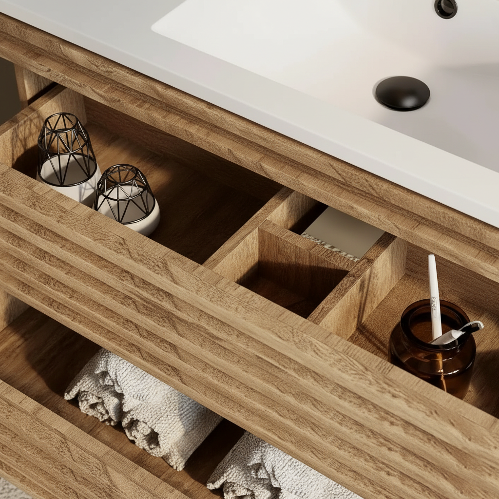 Oak Ribbed Vanity 2 Showcase 4