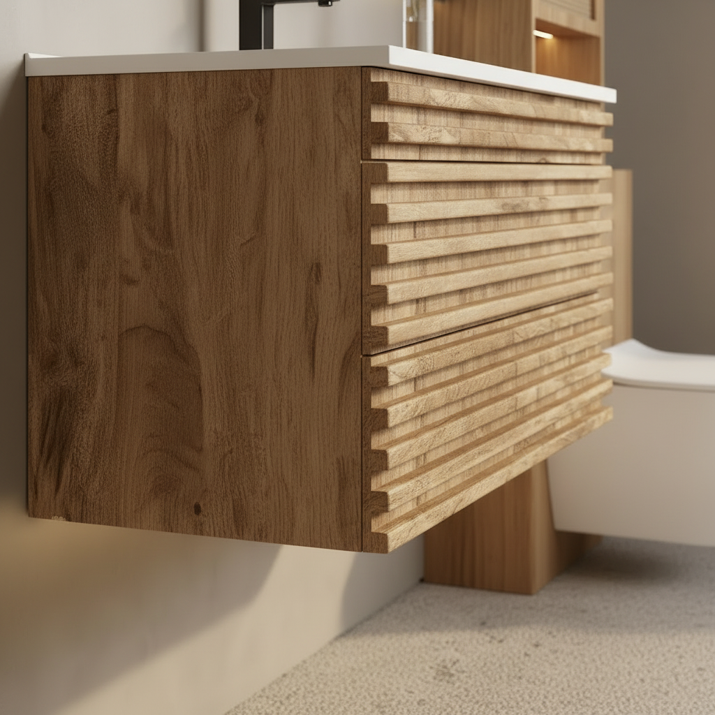 Oak Ribbed Vanity Detail 3