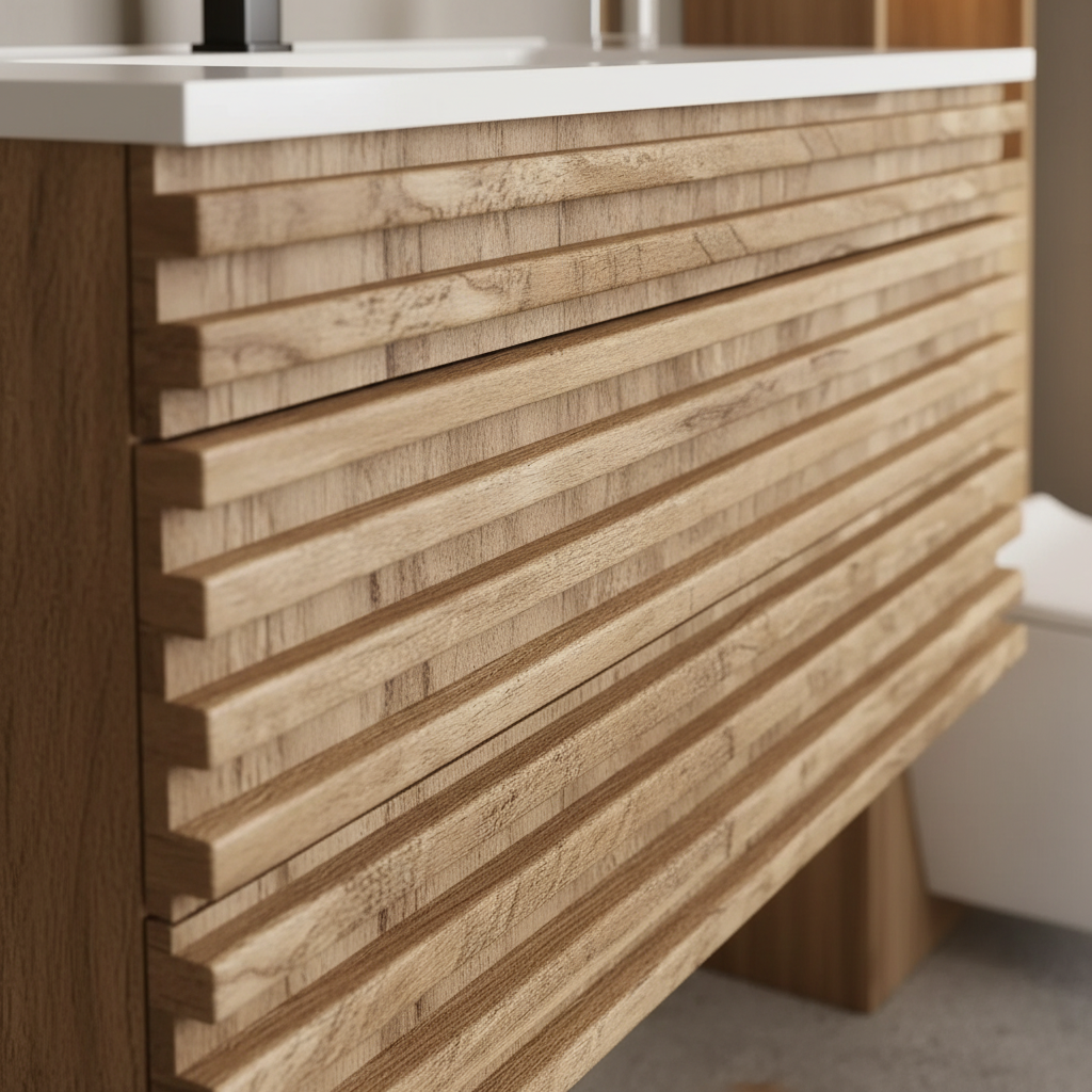 Oak Ribbed Vanity Showcase 4