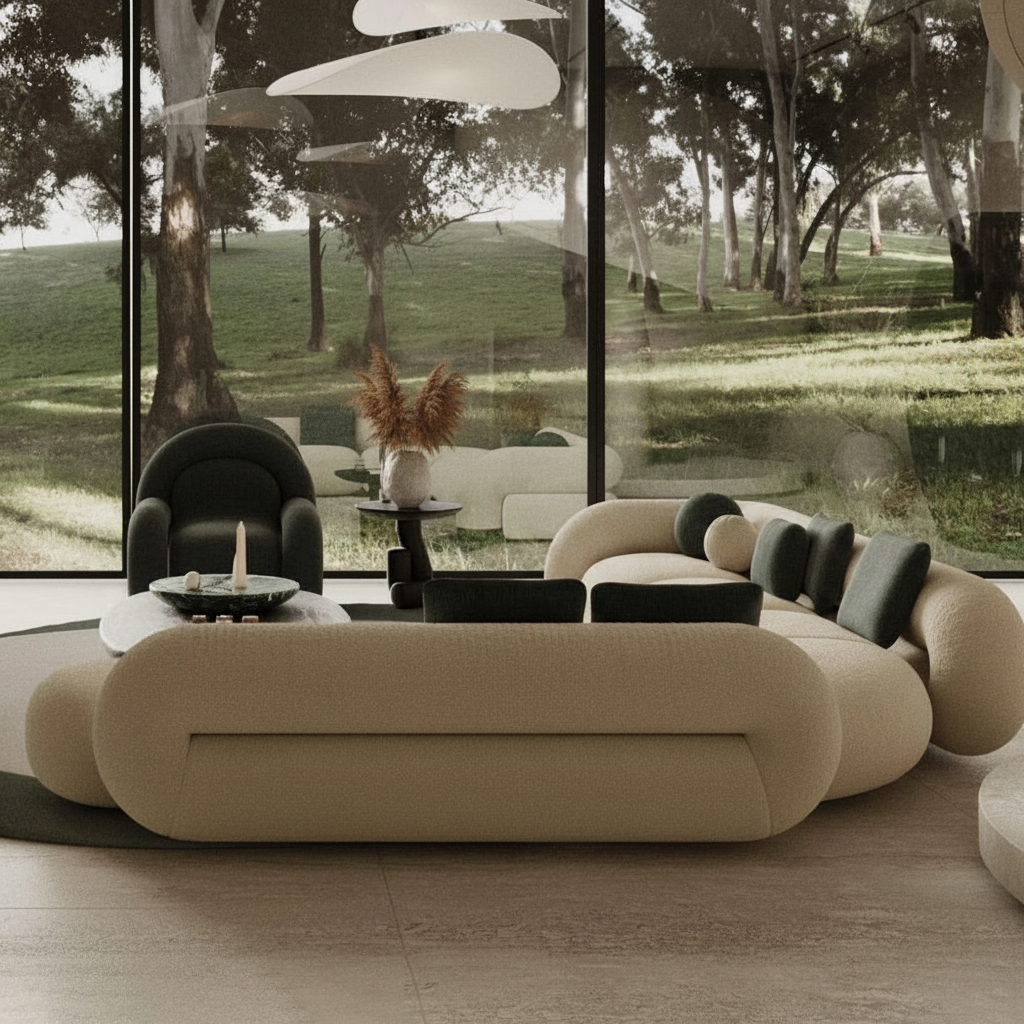 Organic Sculptural Sofa – Luxury Cozy Room Enhanced