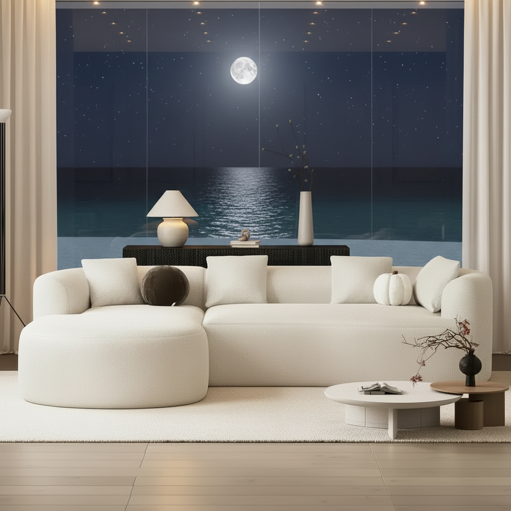Oversized Curved Sectional – Front View Moonlit Ocean