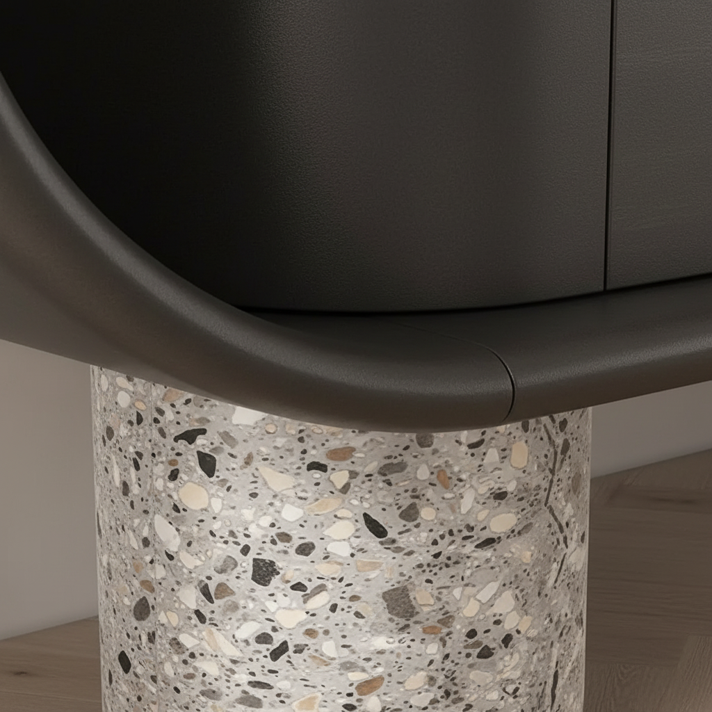 Pill Sideboard – Matte Black & Terrazzo Stone Close-Up