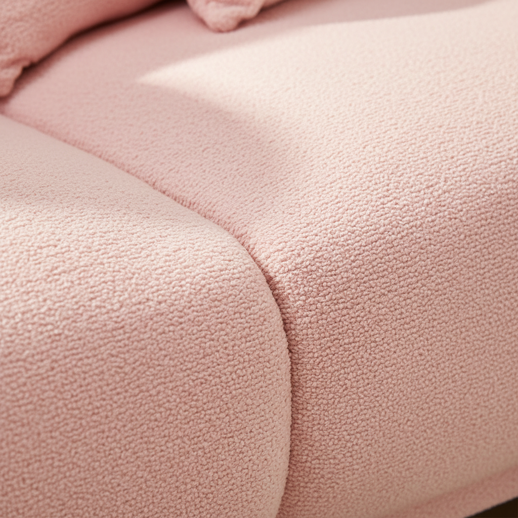 Pink Bouclé Sofa – Fabric Detail