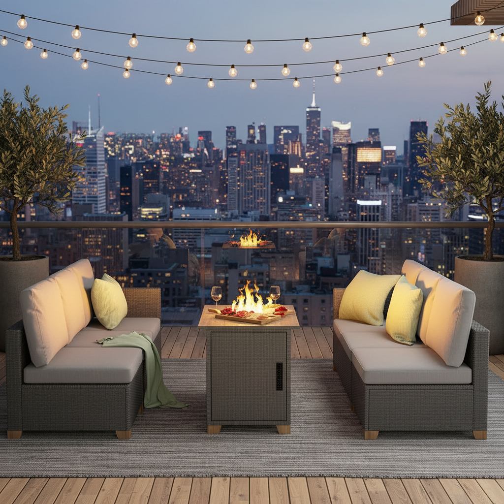 Rooftop City Dusk