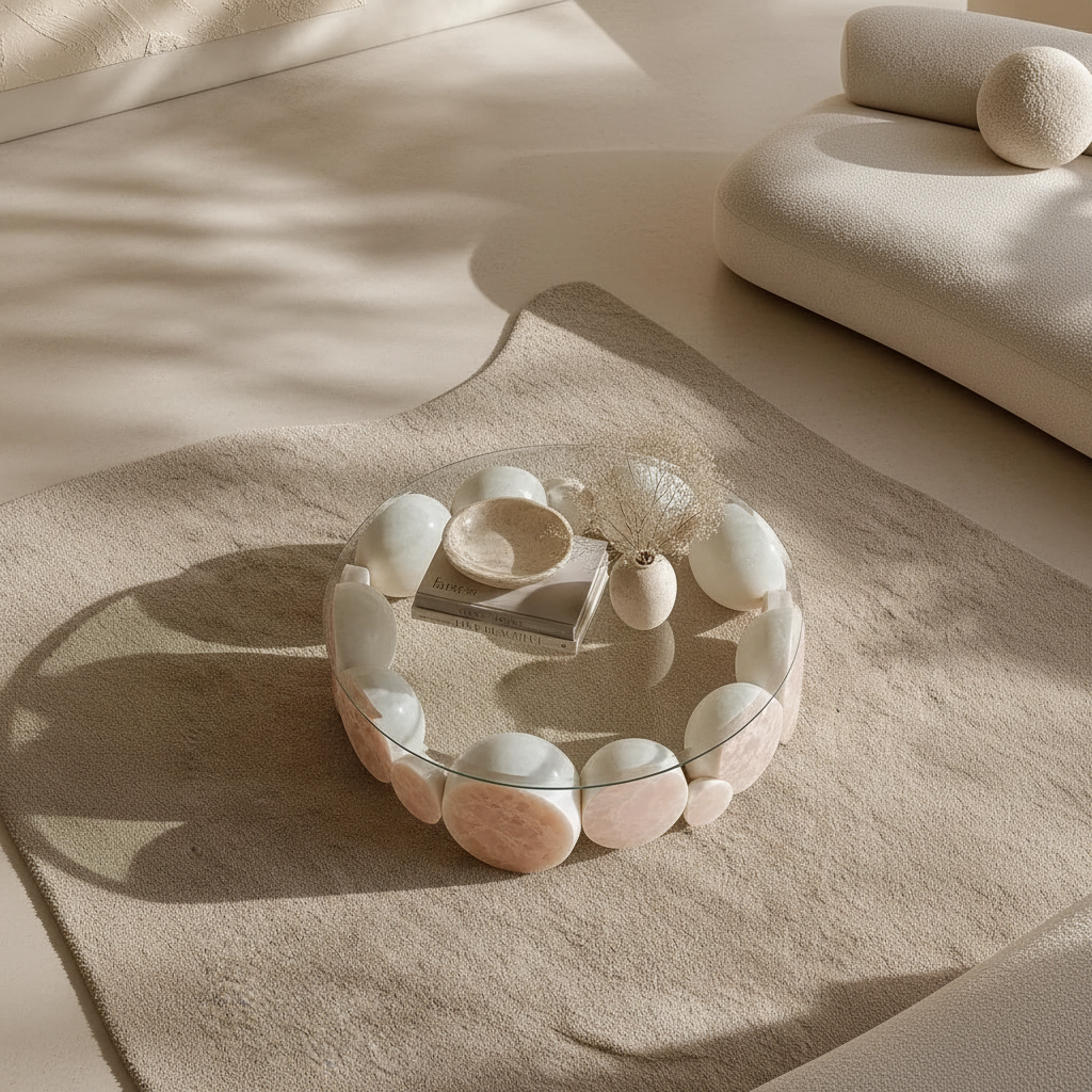 Rose Quartz Pebble Table – Overhead