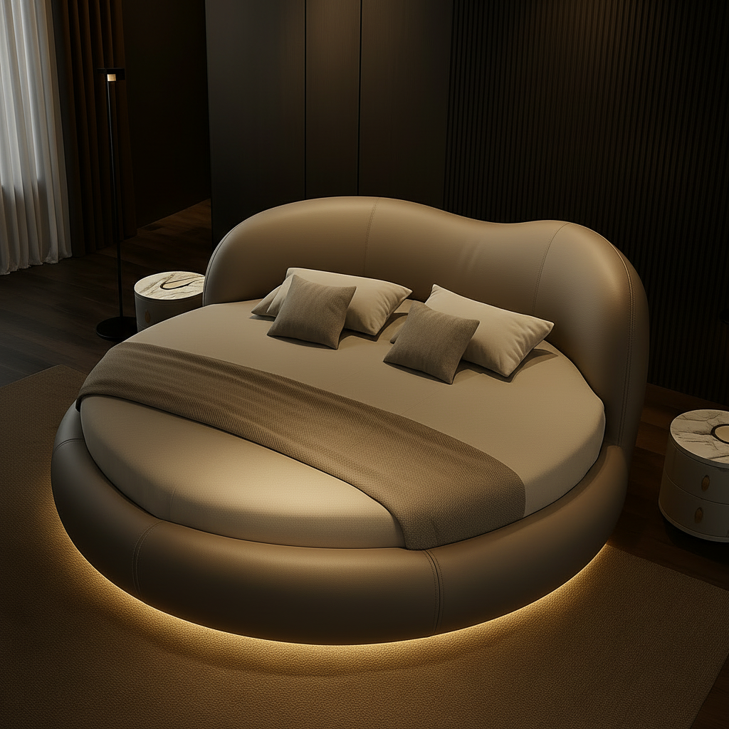 Round Bed – Low Angle Dark Studio