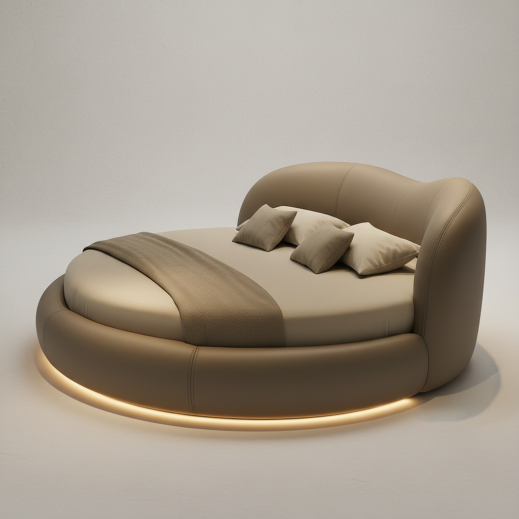 Round Bed – Side View Neutral Studio
