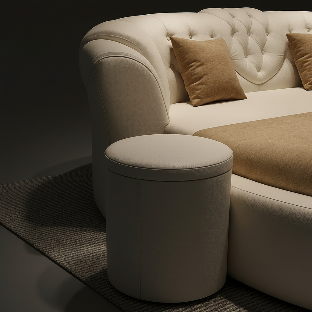 Round Tufted Bed – Ottoman Detail