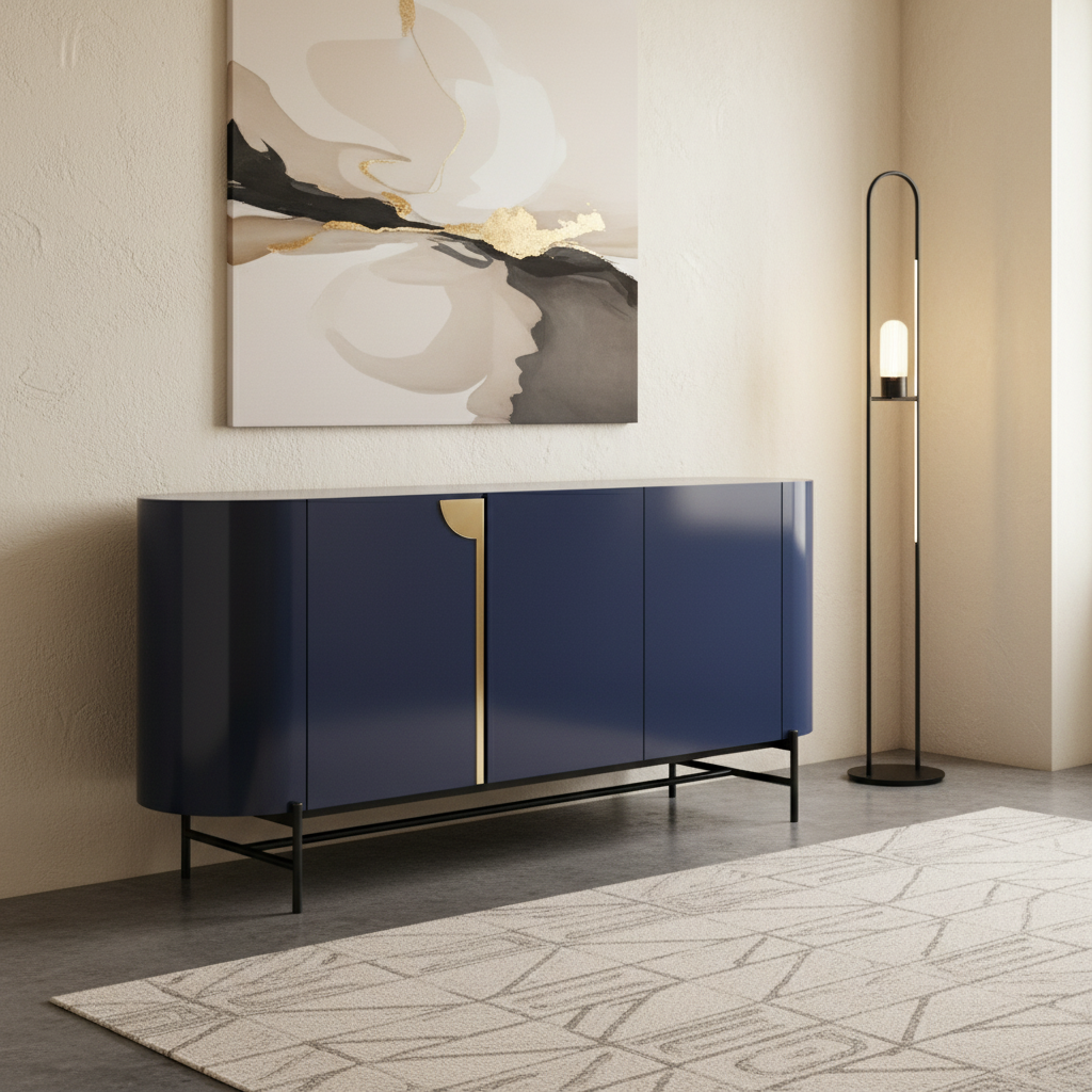 Rounded Sideboard Navy 3/4