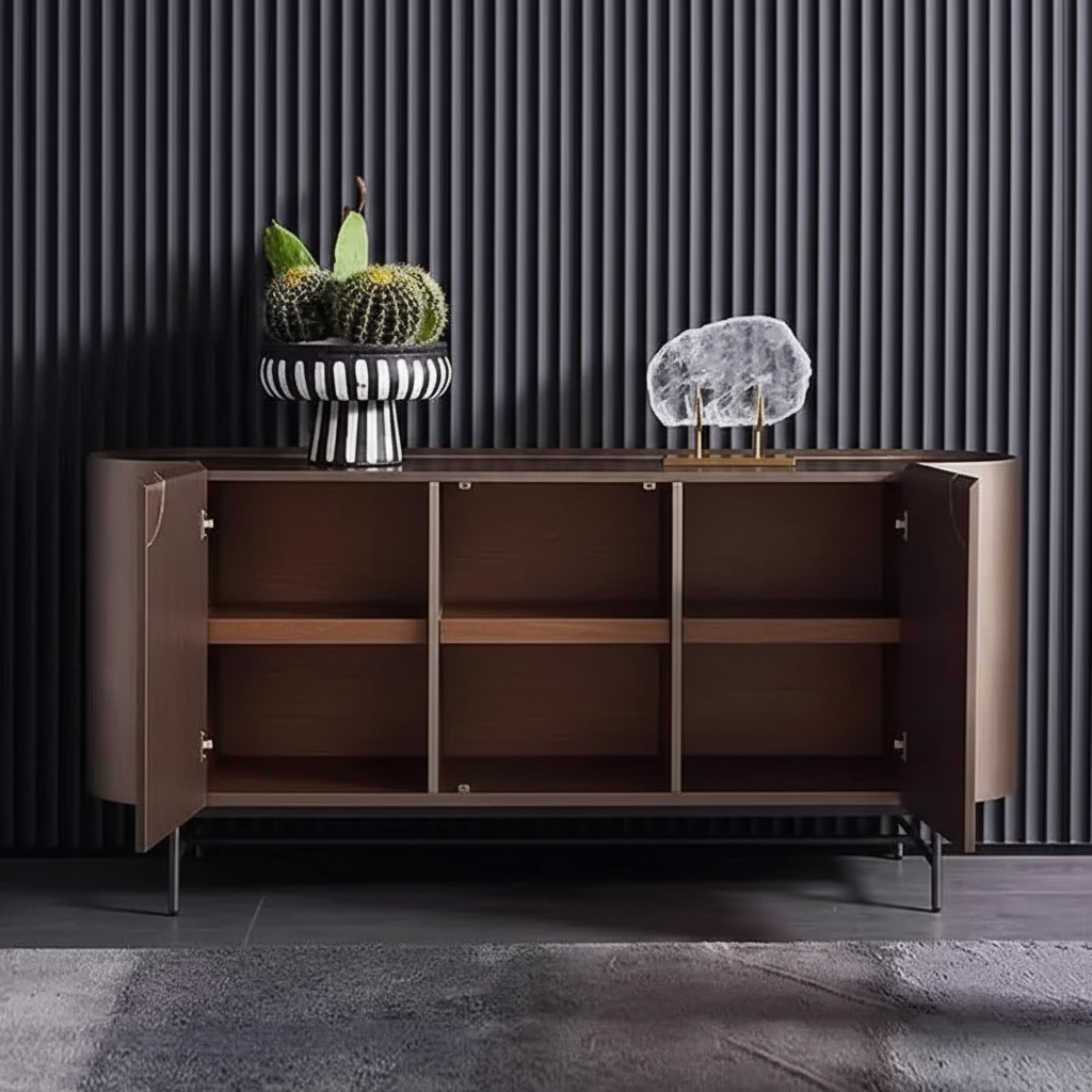 Rounded Sideboard Open Doors