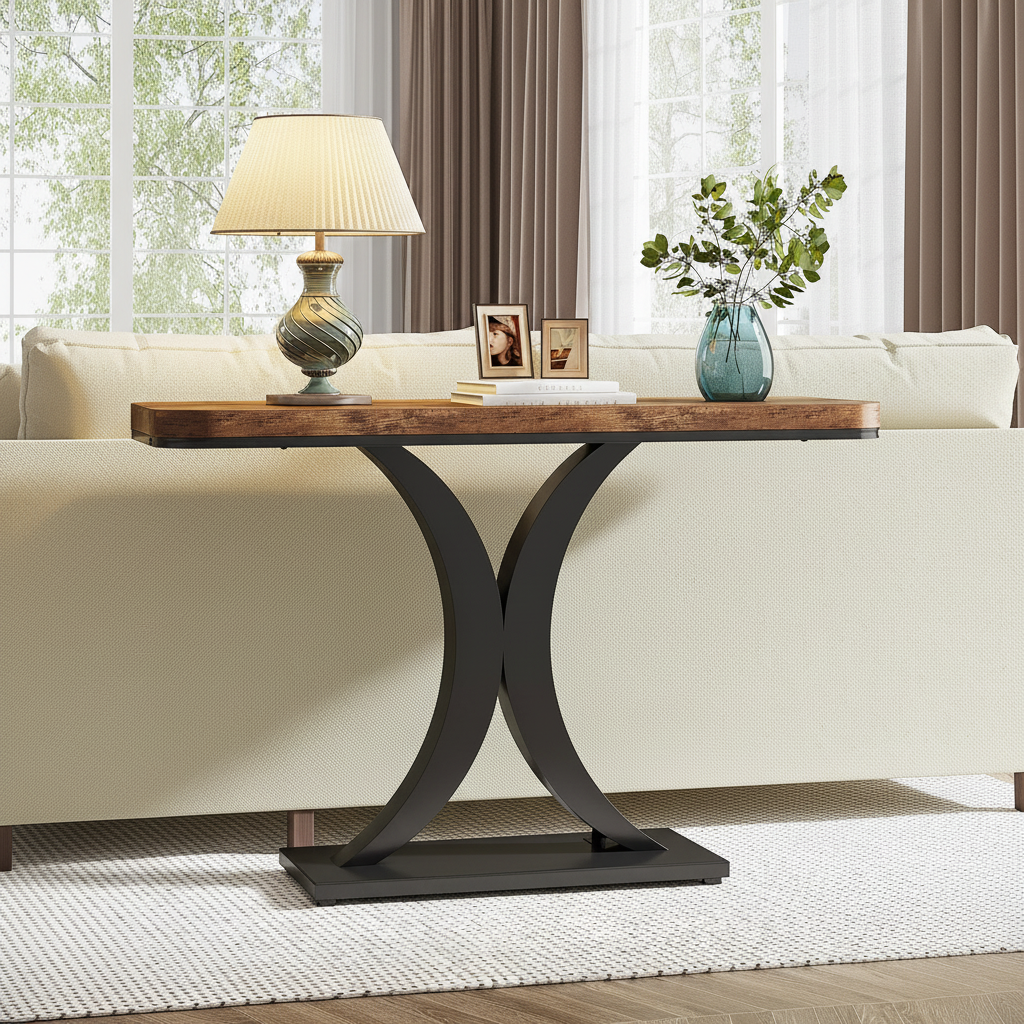 Rustic Console Table – Low Angle