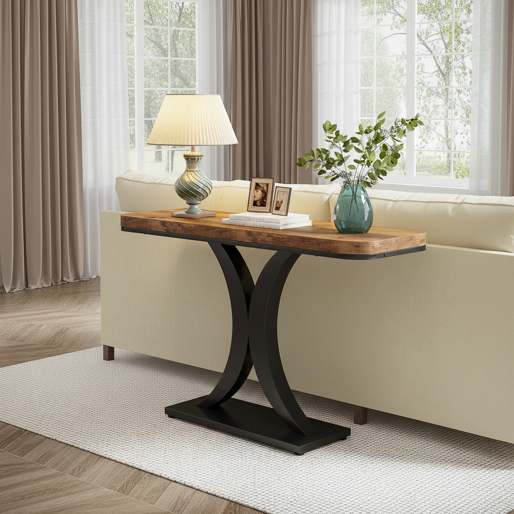 Rustic Console Table – Overhead Diagonal