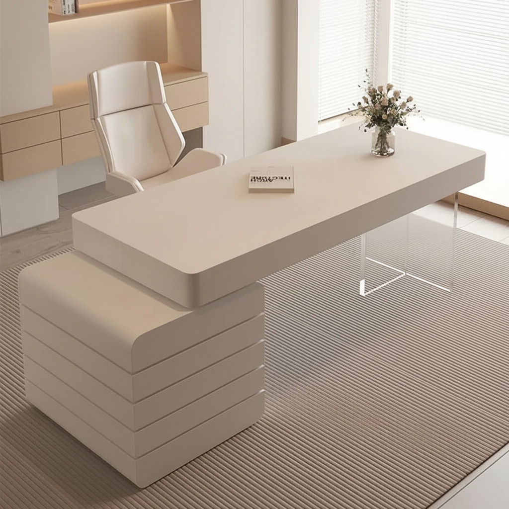 Sculptural cream desk aerial view