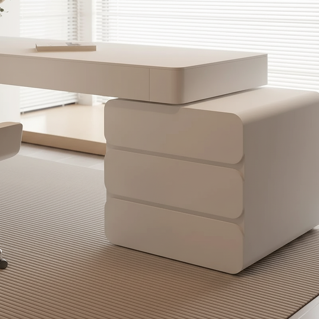 Sculptural cream desk base detail