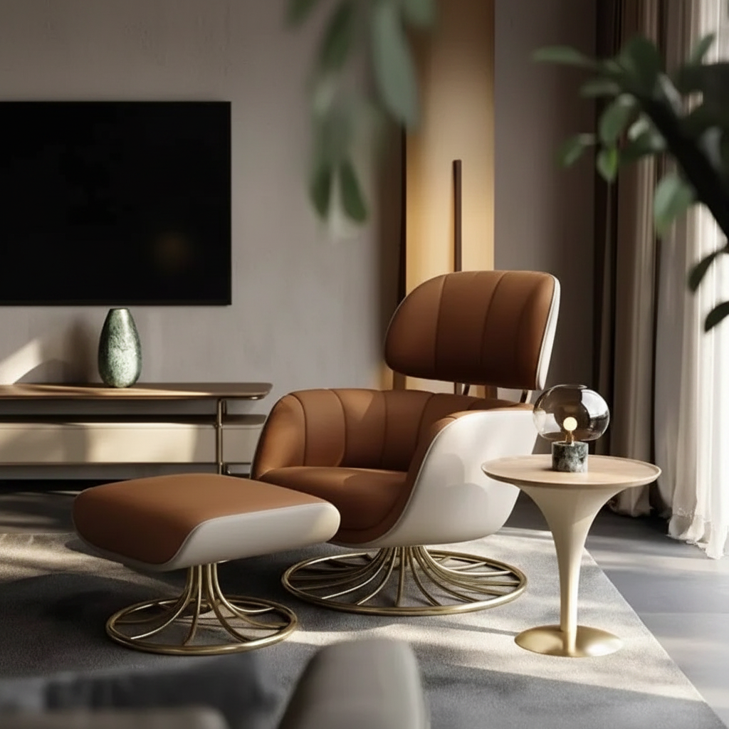 Spiral Gold Lounge Chair – Front View